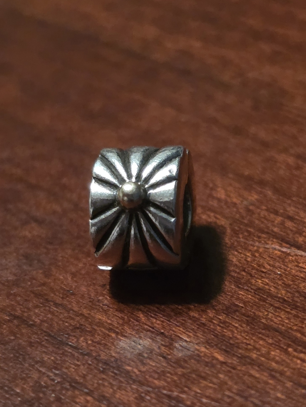Retired Sunburst Clip Charm Silver & 14k Gold Accents